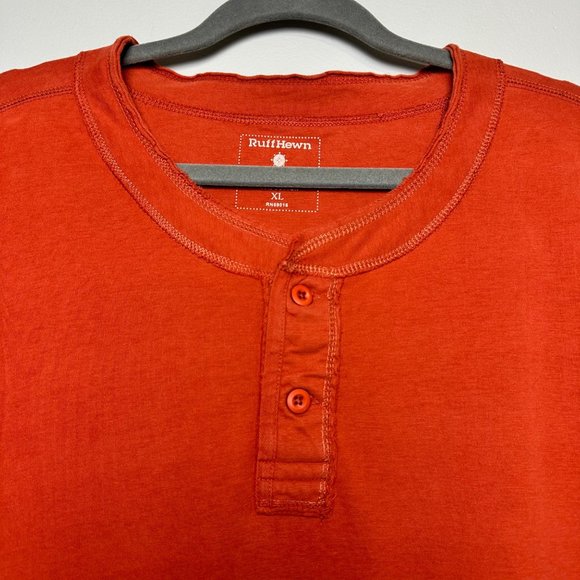 RuffHewn | Orange Pull Over Short Sleeve Shirt w/ Button Neck | Size XL - Picture 5 of 8
